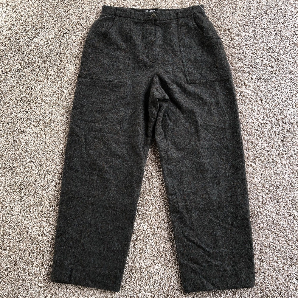 Vintage Chanel Boutique Trousers Fits‎ (32x28) Alpaca High Rise Wide Leg Pants